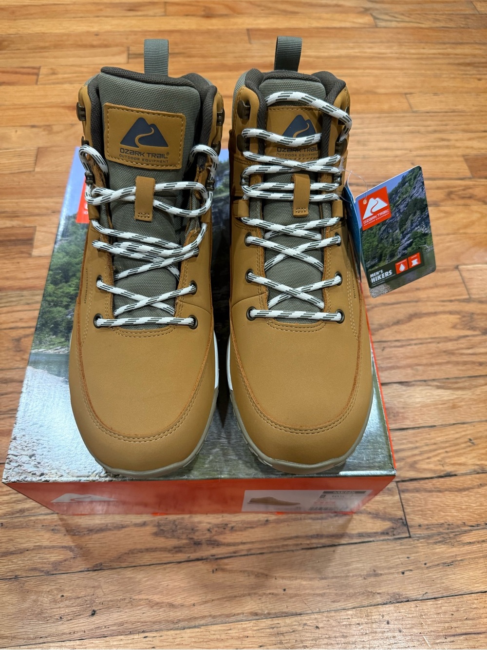 Ozark Trail Men's Tan and Olive Lace-Up Hiking Boots